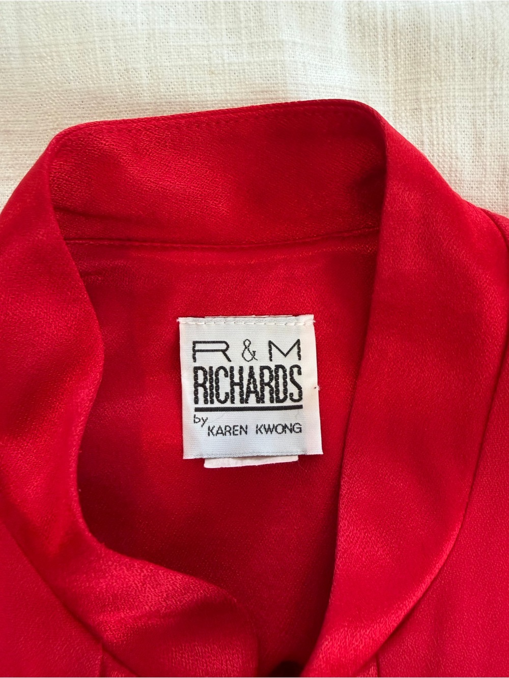 Vintage 90s R&M Richard’s Mandarin Collar Red Kimono Duster Size L - Picture 4 of 10